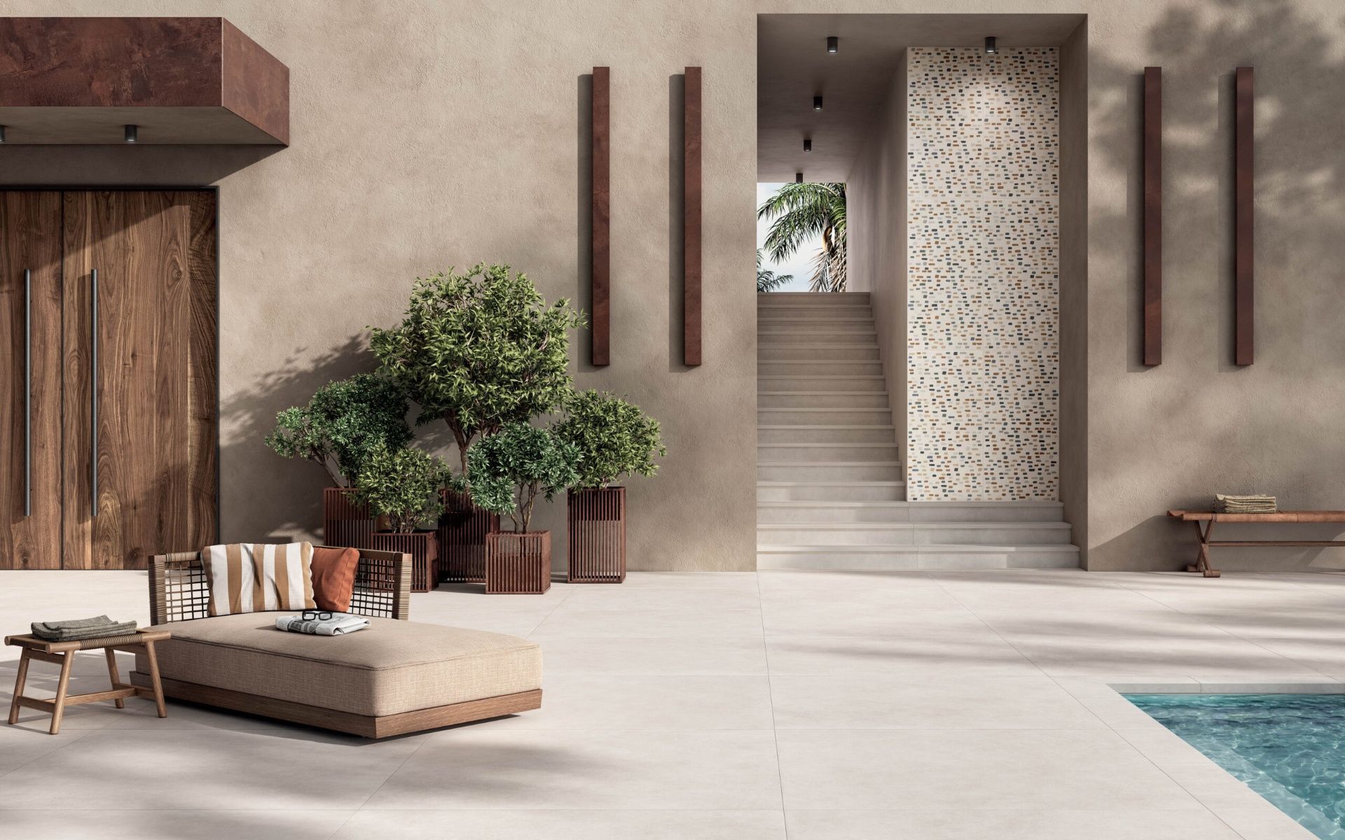 Outdoor terrace with premium tiles