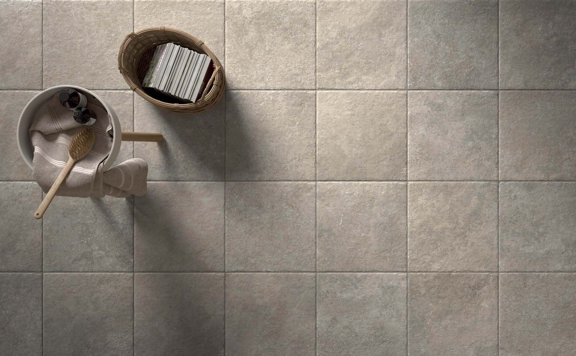 Stone grey floor tiles